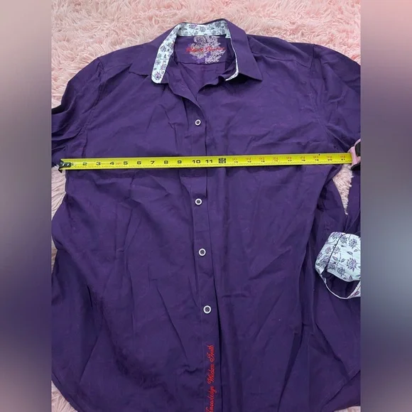 Robert Graham Purple Floral Button Down Shirt Mens XL Classic Fit Flip Cuff